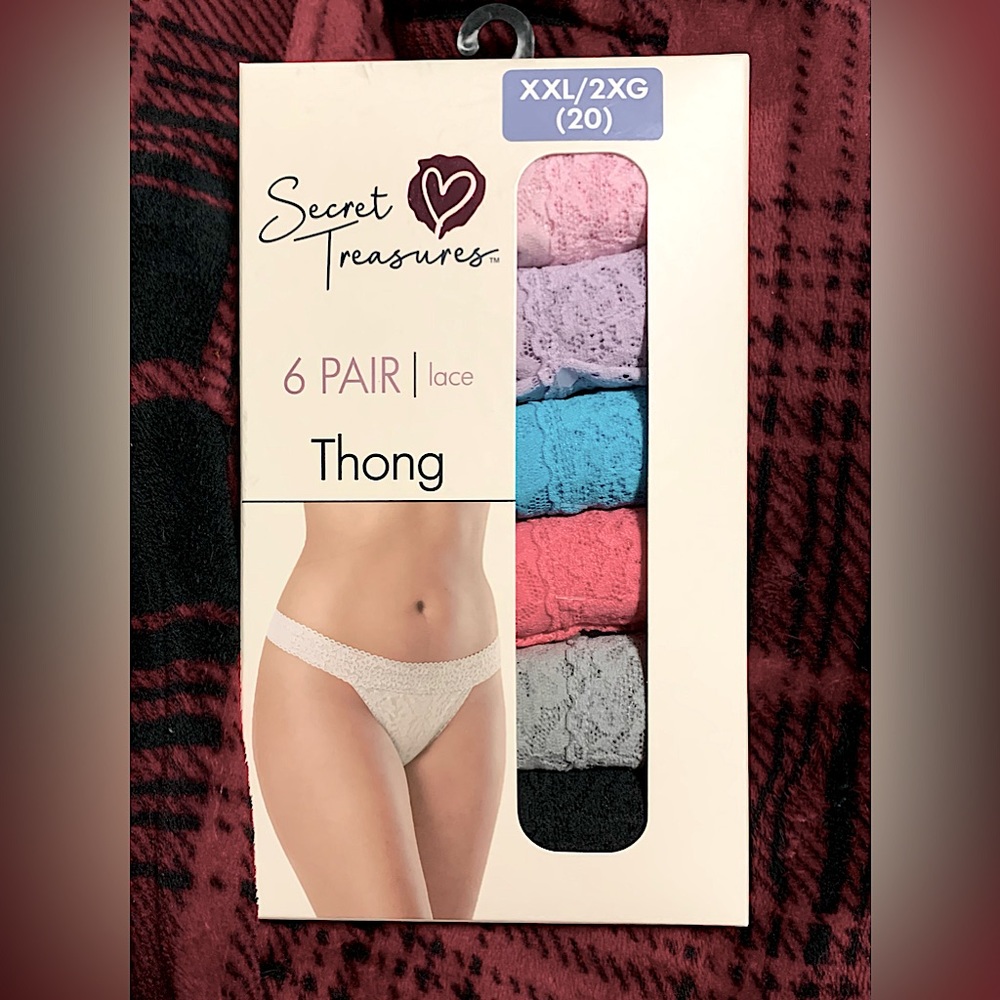 Secret Treasures 6 Pair Lace Thong Panties